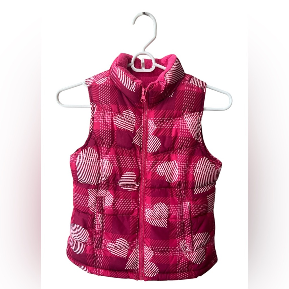 Old Navy Girls Pink with Hearts Puffer Vest Size Medium (8)